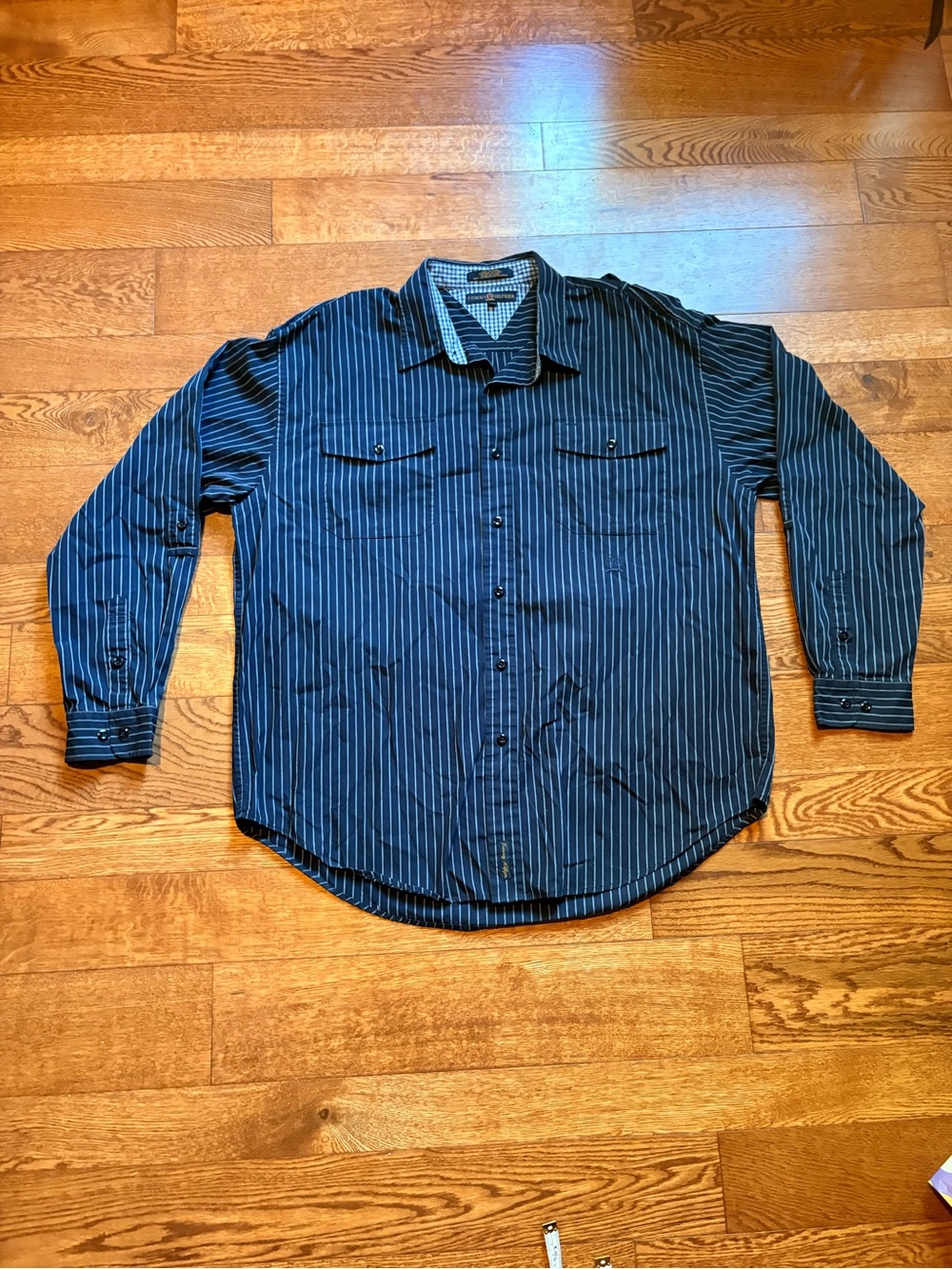 Vintage 90s Tommy Hilfiger Navy Button Down Long Sleeve
